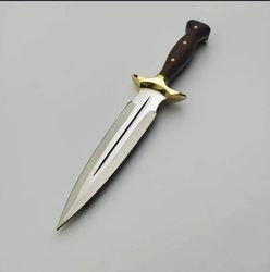 handmade custom craft forged d2 sharp steel outdoors survival dual edged dagger knife with custom made leather sheath