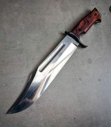 custom made forged d2 steel hunting camping survival blade outdoors bowie knife with handmade leather sheath