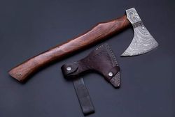 custom craft handmade forge in fire rare damascus steel viking outdoors hunting survival hiking campingbushcraft axe