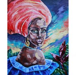 african woman painting interior original art africa wall art home wall decor