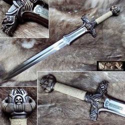 40" conan the barbarian sword atlantean sword replica with free leader sheath and stand.