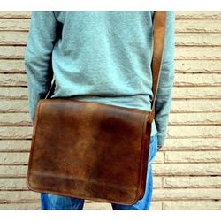 full flap leather messenger bag vintage satchel bag men & women crossbody bag