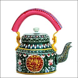 hand painted designer aluminium kettle for tea/coffee home decor & gift purpose. capacity 1