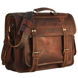 men's genuine vintage leather satchel messenger man laptop briefcase bag