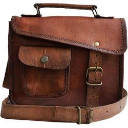 genuine leather vintage messenger shoulder satchel sling for men & women handbag