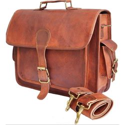 new men's classic vintage leather messenger bag shoulder laptop bag briefcase