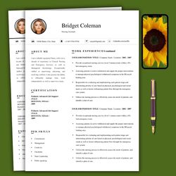 minimalist registered nurse resume template with a matching cover letter, ats-structured resume, word resume template