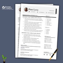 simple resume template, single page minimalist resume, word resume template, resume template pdf