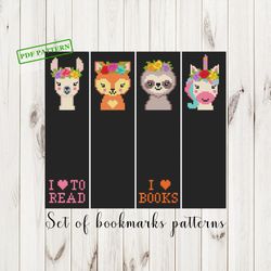 bookmarks cross stitch pattern llama sloth unicorn fox funny cross stitch cute xstitch animals cross stitch nursery pdf