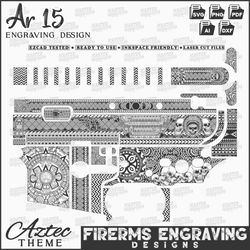 aztec pattern laser engraving design for ar15 firearm. gun engraving aztec design, aztec files, aztec tribal pattern svg