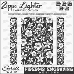 custom floral scroll zippo lighter laser engraving design, floral pattern zippo, zippo lighter pattern ezcad files svg