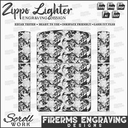 floral scroll zippo lighter laser engraving design, floral pattern zippo, zippo lighter pattern ezcad files svg