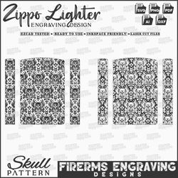vector custom skull pattern zippo lighter laser engraving design, zippo pattern design, custom zippo design, skull svg