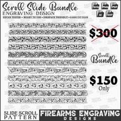 custom scroll slide pattern laser engraving design bundle, vector scroll bundle, firearms scroll bundle design svg ai