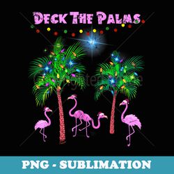pink flamingos christmas palm tree tropical xmas santa hat - instant sublimation digital download