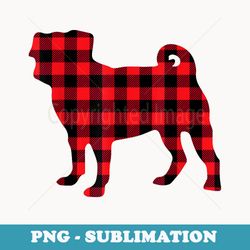 pug christmas pajamas dog red plaid buffalo family xmas - instant sublimation digital download