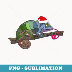 santa hat chameleon lizard christmas t funny xmas s - high-resolution png sublimation file