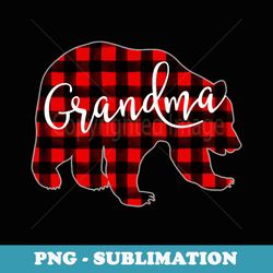 red plaid grandma bear matching family christmas eve buffalo - artistic sublimation digital file