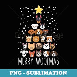 woof christmas tree dog lovers puppies dogs merry woofmas - vintage sublimation png download