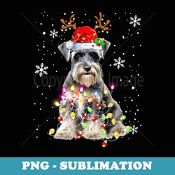 schnauzer santa christmas tree lights xmas - vintage sublimation png download