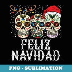 feliz navidad sugar skulls reindeer santa fun christmas - artistic sublimation digital file