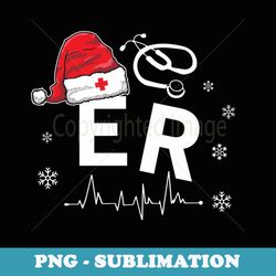 er nurse nursing santa hat christmas xmas pajamas - creative sublimation png download