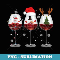 red wine glass santa hat christmas tree drinking lovers xmas - decorative sublimation png file