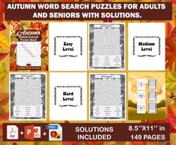 autumn word search puzzle book for adults and seniors large print more than 1000 new word - digital download