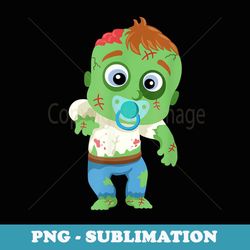 funny zombie baby in green with pacifier - premium png sublimation file