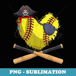 softball heart pirate hat jolly roger halloween costume day - png sublimation digital download