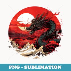 japanese dragon print - aesthetic sublimation digital file