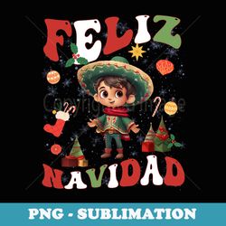 boys vintage feliz navidad retro christmas spanish xmas elf - trendy sublimation digital download