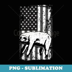distressed american flag funny tree sloth - premium png sublimation file
