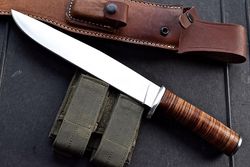 custom handmade d2 tool steel full tang fixed blade hunting camping bushcraft survival large bowie knife with sheath