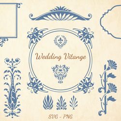 wedding vitange, png borders, vintage frames, wedding crest, hand-drawn bouquet, line art clipart, victorian style