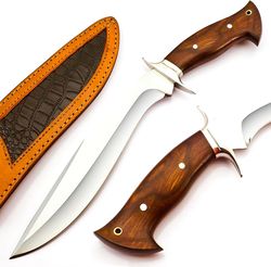 13 " inches d2 steel full tang kukri fixed blade hunting knife with sheath- collect cool tactical design wood handle