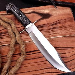 alfari trader 14-inch bowie knife, full-tang fixed blade, black handle hunting knife camping, hiking, survival sheath