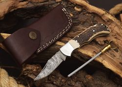 alfari damascus pocket folding knife customized groomsmen gifts gift for husband dad handmade 6.5'" knife for outdoor