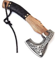 alfari viking axe the ragnar lothbrok real, handmade custom crafted with leather sheath carbon steel camping hatchet