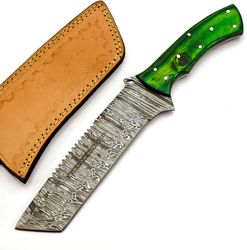 alfari 14 inches handmade damascus steel full tang tracker knife beautiful doller sheath handle razor sharp bade