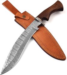 alfari handmade damascus steel 15 inches hunting knife rose wood handle razor sharp blade outdoor camping
