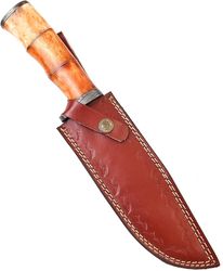 alfari 12 inche handmade damascus steel bowie knife hunting knife coloured camel bone brass spicer handle damascus gurd