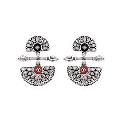 brass silver mandala design lightly embellished drop earrings for women