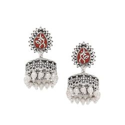 brass silver oxidised plating moksha boho style jhumki earrings for women and girls