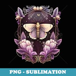 moth, flowers, butterfly, wicca, gothic, night lover, dark - retro png sublimation digital download