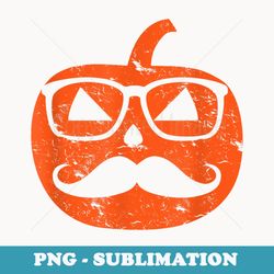 nerd geek pumpkin with mustache wearing glasses halloween - exclusive png sublimation download