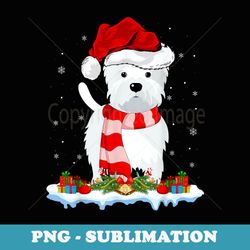 westie lover xmas lighting snow santa hat westie christmas - special edition sublimation png file