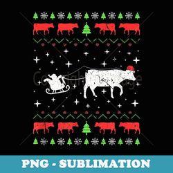 xmas cow farmer ugly christmas er - trendy sublimation digital download