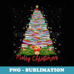 xmas light book lover librarian library books christmas tree - png transparent sublimation file