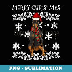 merry christmas ornament doberman pinscher xmas santa - png transparent sublimation design